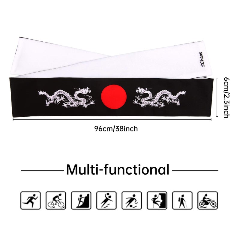 5Chaos Japanese Headband Hachimaki for Karate Cosplay Kitchen Chef, Bushido Head Wrap for Kids Boys Ninja Samurai Party Girl Women Men, Bandana Sweatband for Festival (Dragon) - Image 4